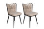 Hanah Home 221 V4 Juego de 4 Sillas de Comedor, Metal y Terciopelo, Crema y Negro, Comodidad y Estilo